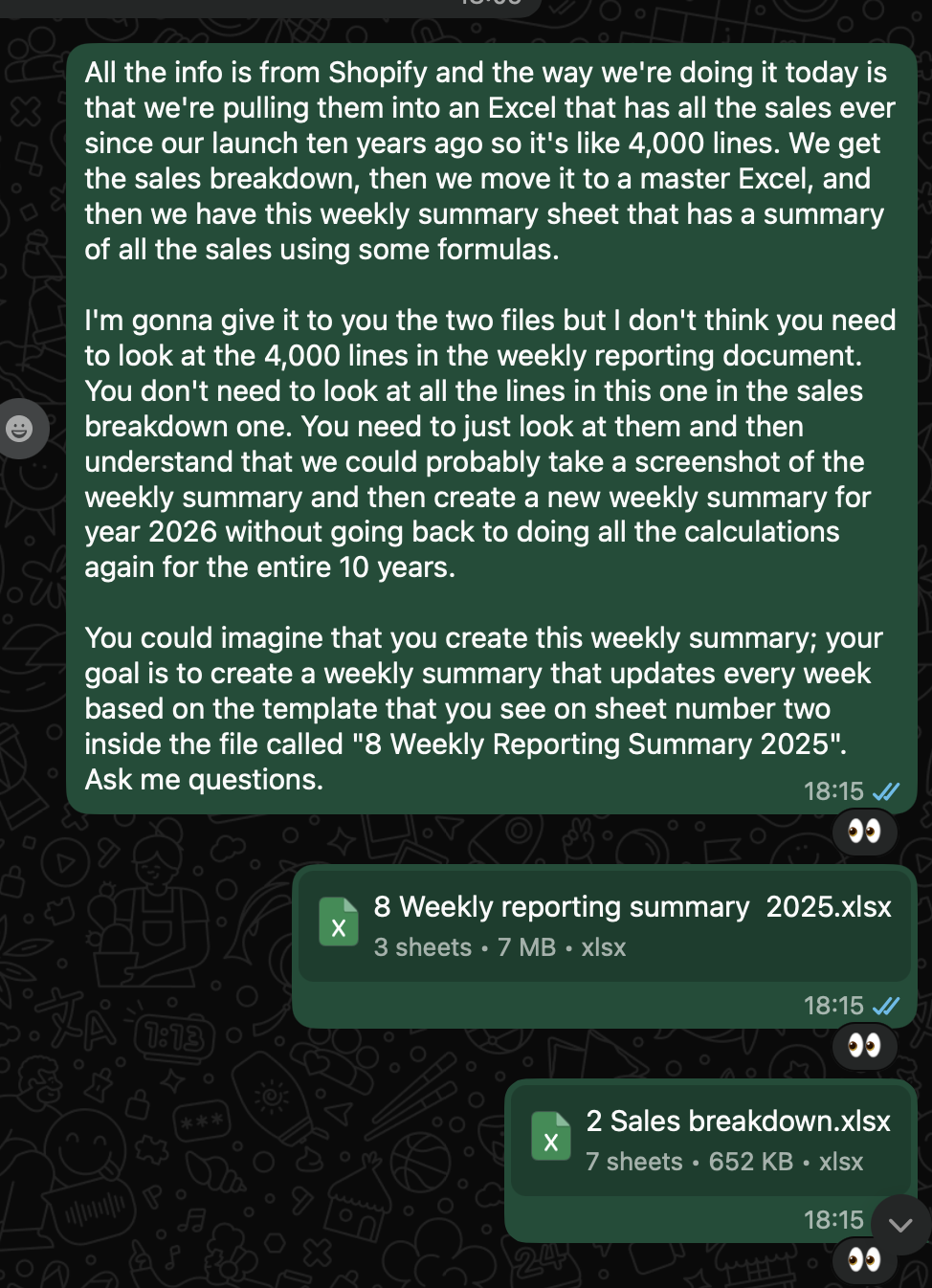 Excel spreadsheet with manual sales calculations